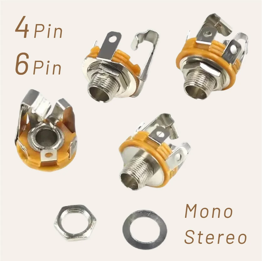 

Гнездовой разъем питания для монтажа на панели, 6,35 мм, моно стерео 4, 6-контактный разъем, разъем аудиокабеля