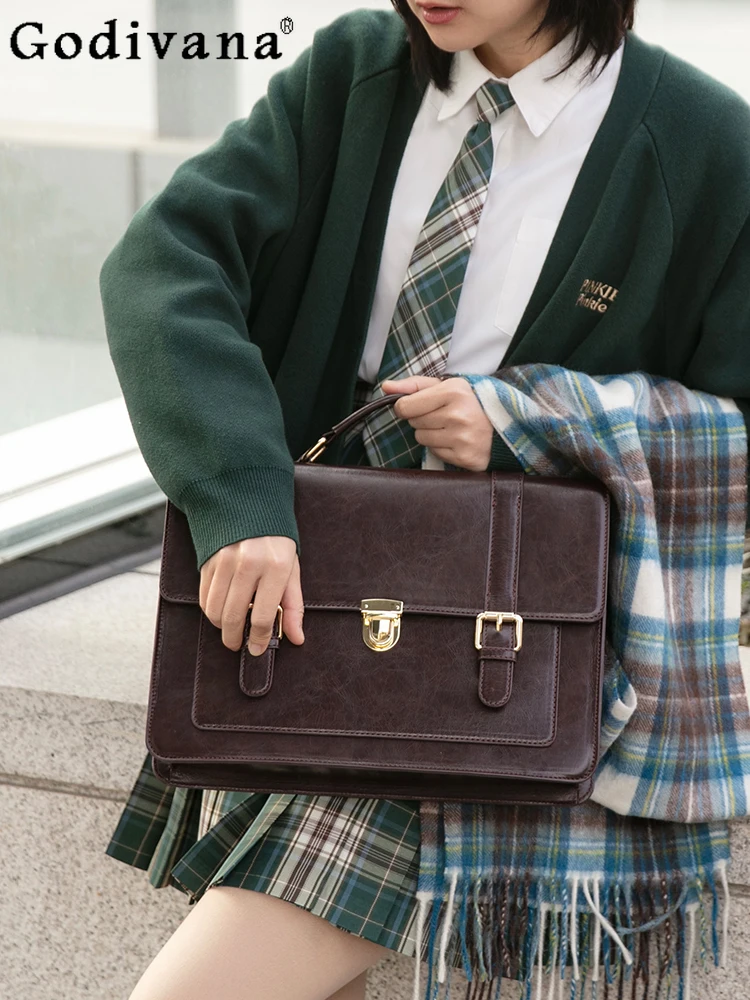 

Academy Style Japanese Original Lolita JK Uniform Handheld Tote Bag Versatile School Supply Feel Student Large Capacity Backpack