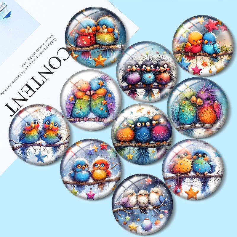 Quirky Night Birds 12/18/20/25mm glass cabochon  bracelet pendant rings for jewelry demo earrings back Making findings
