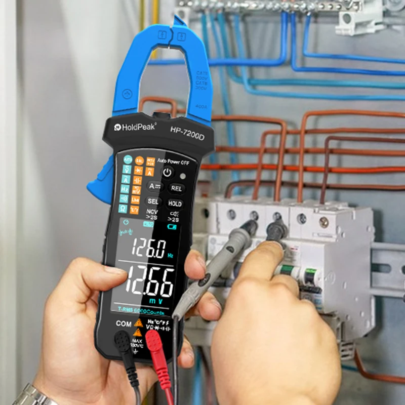 Imagem -03 - Holdpeak-pinça Amperimétrica Digital de Seleção Automática e Alcance Automático True-rms Tensão ac Corrente 7200d 60a 400a Corrente ac