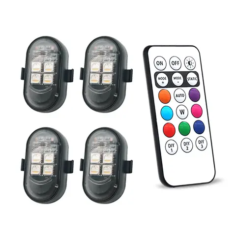 충전식 자동차 LED 조명 키트, 리모컨이 있는 RGB 색상 변경 LED 조명, 자동차 오토바이용 장식 분위기 램프