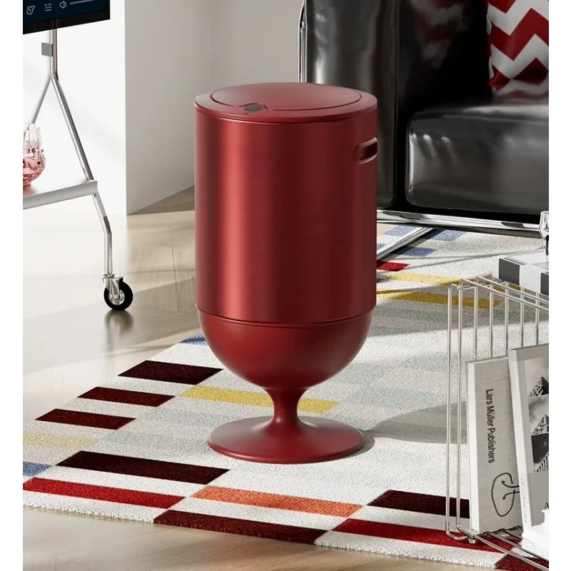 Intelligent induction trash can, household living room light luxury high-value wine glass, no bending trash can