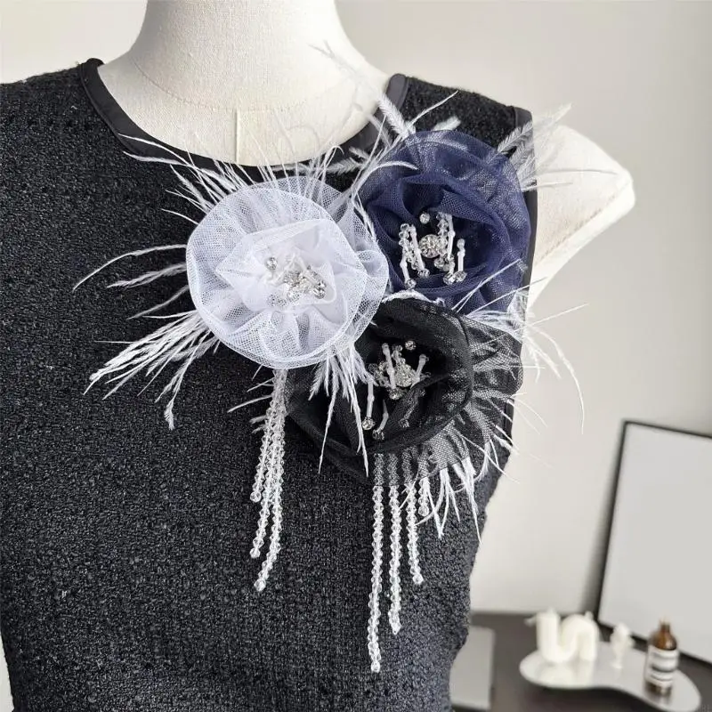 

Брошь с пушистым цветком и корсажем для свадебной вечеринки, булавка для шарфа для праздничного наряда Y08E