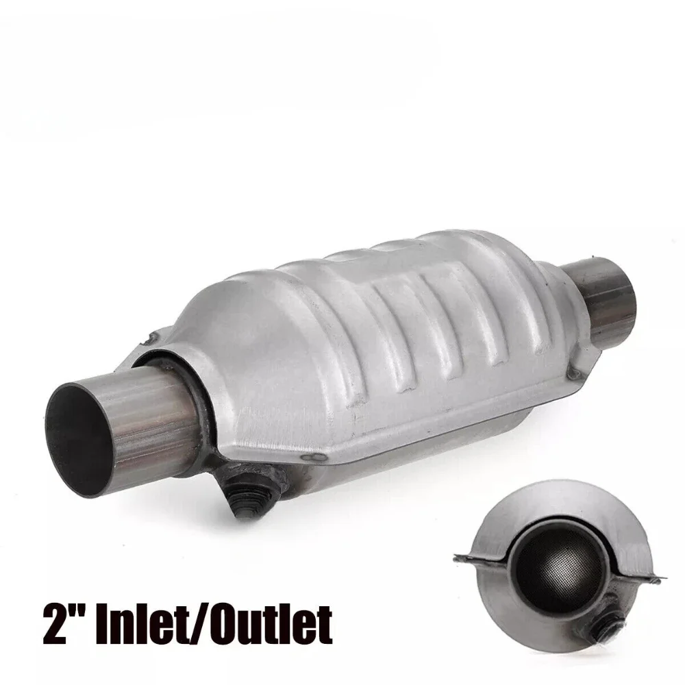 

Universal 2" inch 5.08cm Catalytic Converter Oxygen Sensor 400 cpsi High Performance Exhaust Catalyst Converter Stainless Steel