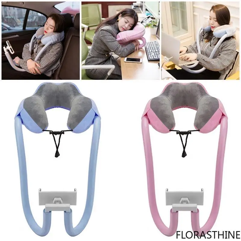 U-shaped Pillow with Mobile Phone Memory Foam Cervical Spine Pillow Neck Tablet Computer Stands Holder Lazy Support Nap