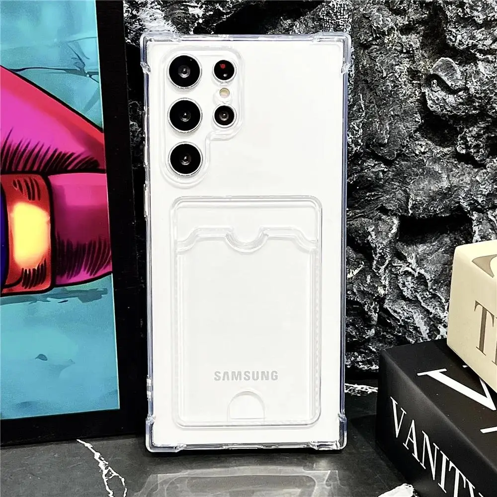 For Samsung Galaxy S26 Ultra 26+ S26 Plus Luxury Clear Shockproof Soft TPU Card Wallet Bag Case S26 fe Card Holder Pocket Cover