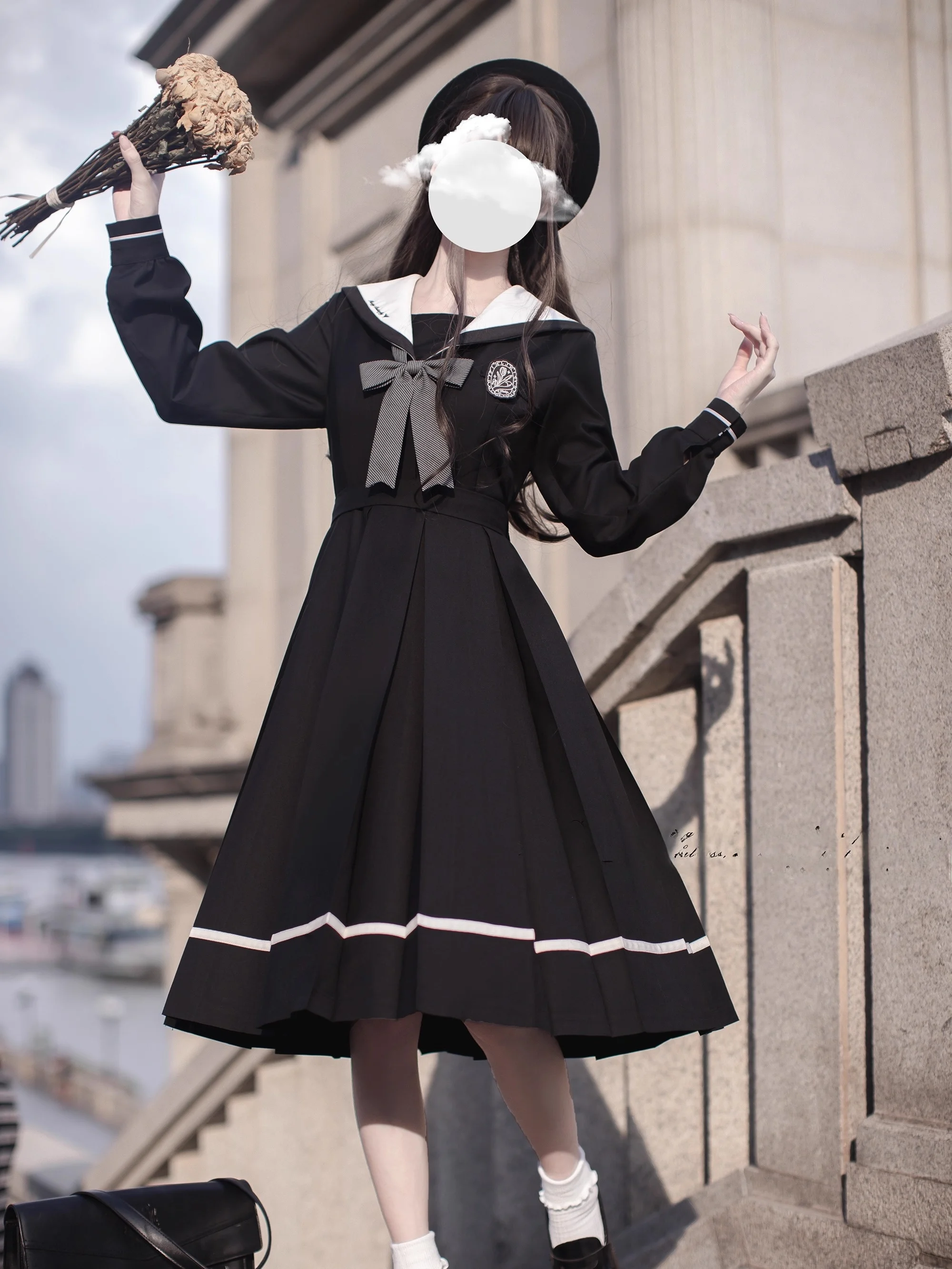 

Walnut JK Uniform Original Autumn Winter Dress Elegant Black Dress College Style Cosplay Costume without by ...