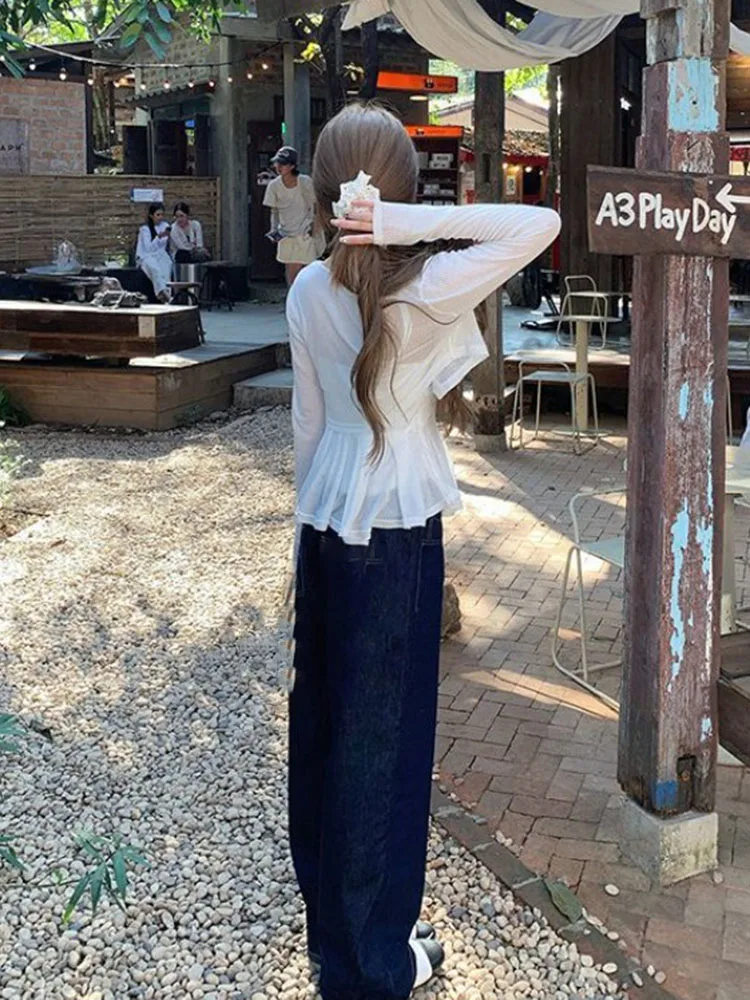 Spring Autumn New Long Sleeve White Cardigan Coat Women+ Sexy Slim Fit Strapless Camisole Vest 2025 New Two Piece Sets