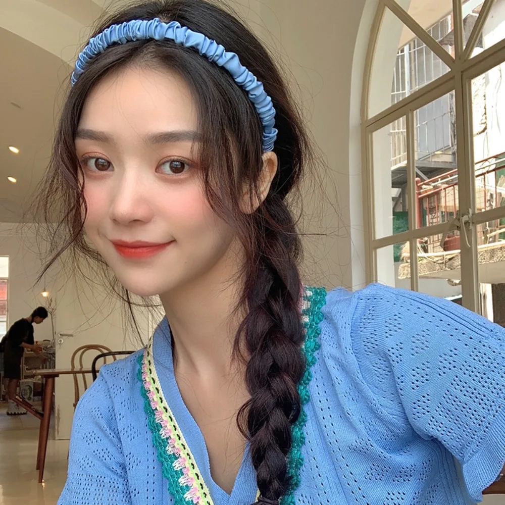 

Sweet Satin Pleated Hairband for Women Cute Simple Headband Fabric All-match Hair Band Girls Hoop Headwear Hair Accessories