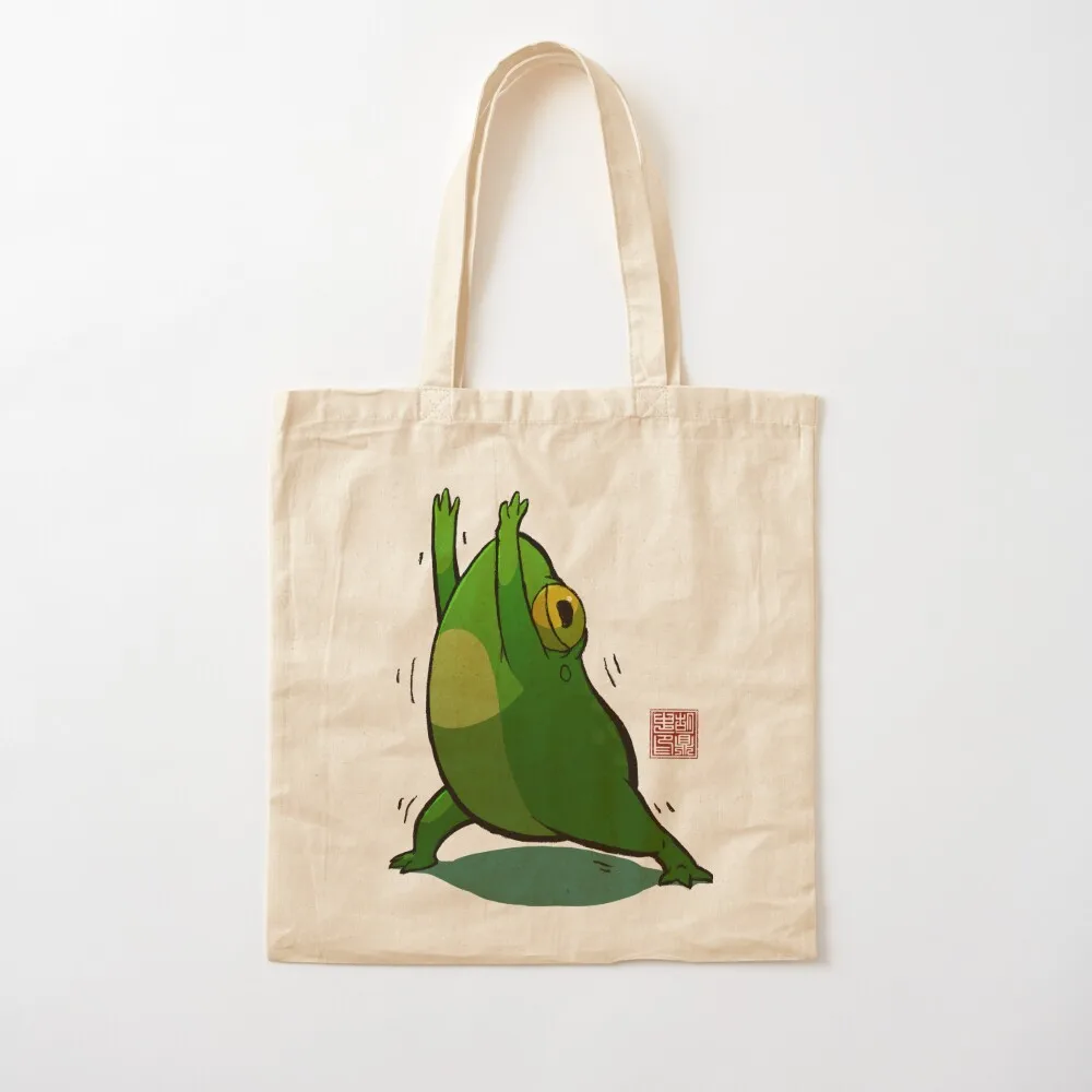 

Yoga Frog Warrior Pose Tote Bag canvas shopping bag shopper bags for women Canvas Tote Bag