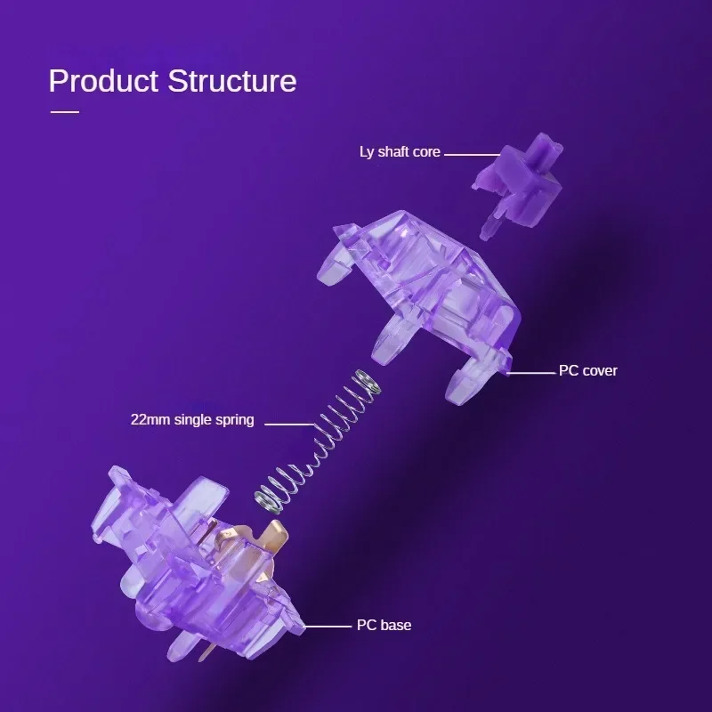 

Chosfox Purple Poiso Gas SwitchV2 Абзац-переключатель 45G для предварительного путешествия Большой тактильный отбойник HIFI Индивидуальная механическая ось клавиатуры