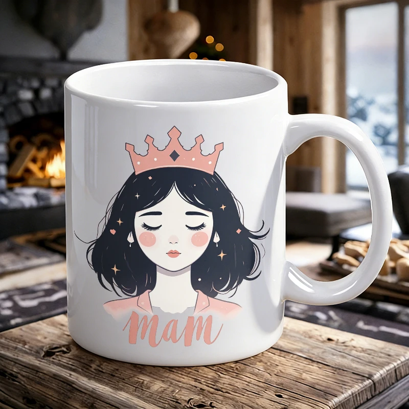 

Cup & Mug Set, Queen Crown Mam Cartoon Ceramic Mug, Coffee Cup, Milk Cup, Office Tea Cup, Drinking Cup, Gift for Friends