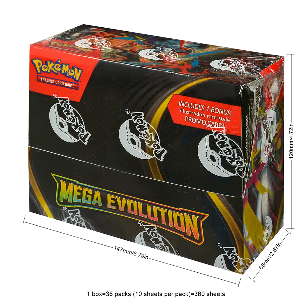 

360-карманные карты монстров Mega Evolution Lucario, призматическая игра эволюции, мультяшный английский усилитель, боевая торговая карта, подарок, подарок
