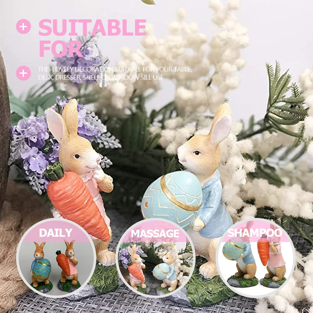 

Resin Bunny Decoration Easter Rabbit Party Wedding Festival Desktop Shelf Window Sill Decor Gift for Family Friends