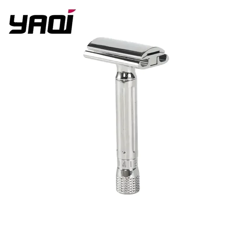 YAQI Double Edge Safety Razor Chrome Metal Manual Shaver Classic Wet Shaving Razor for Men Close Shave Gift