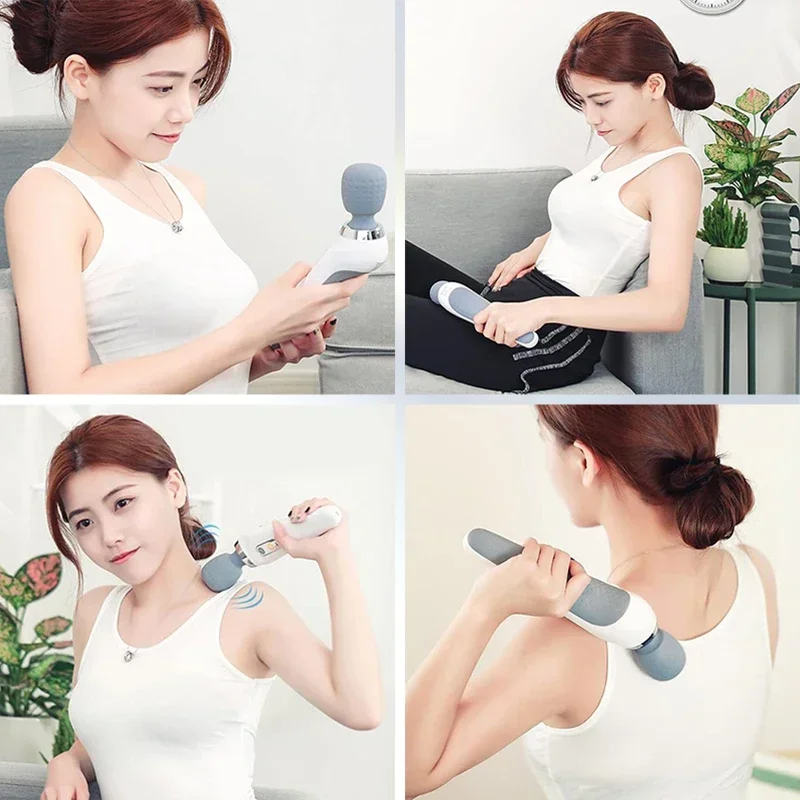 Electric Wand Vibrator Waterproof Wand 5 Strength Adjustable Vibrating Kneading Neck Shoulder Body Massage Relax Handheld Woman