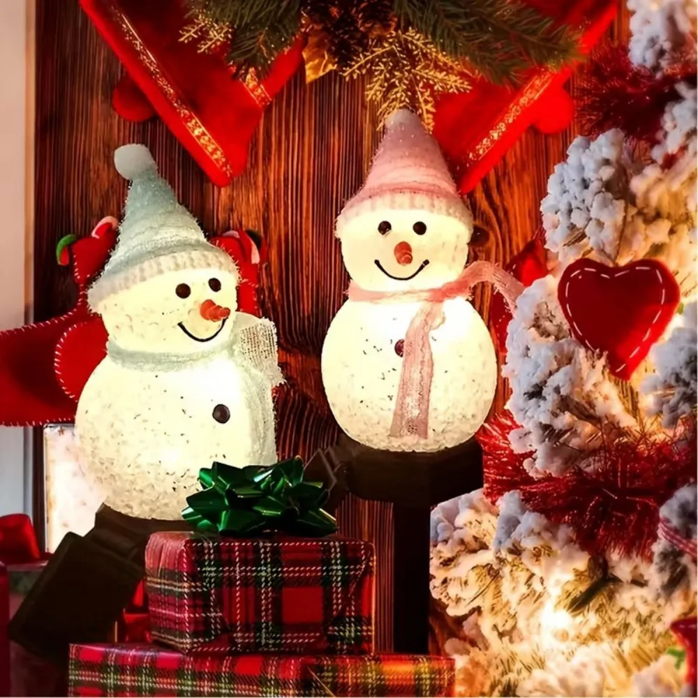 Solar Outdoor Waterproof LED Christmas Snowman Stake Lights, Garden Pathway Ground Lamp, Courtyard Lawn Holiday Party Decoration
