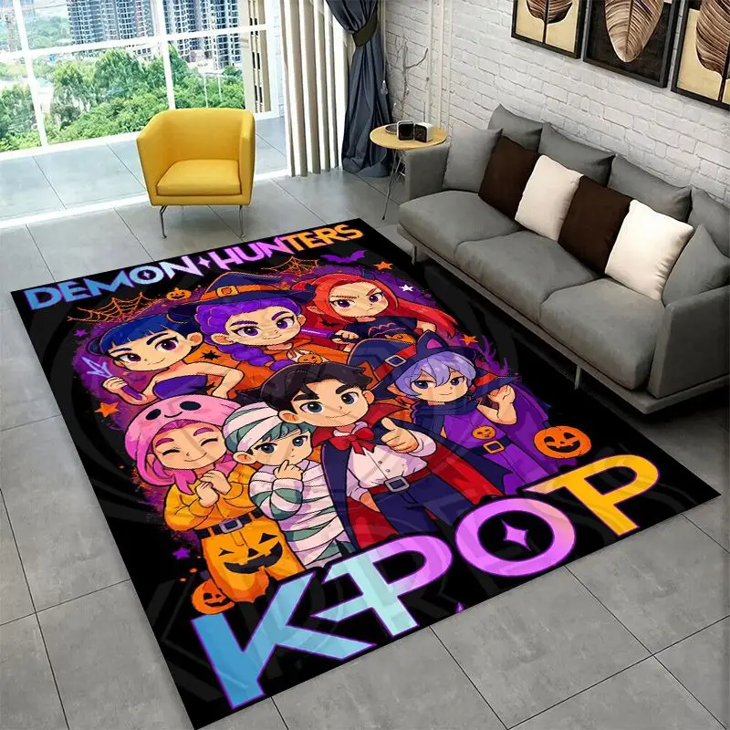 KPop D-Demon H-Hunters S-Saja Cartoon Non-Slip Area Rug for Living Room Bedroom Playroom,Carpet Floor Mat for Home Decor Holiday