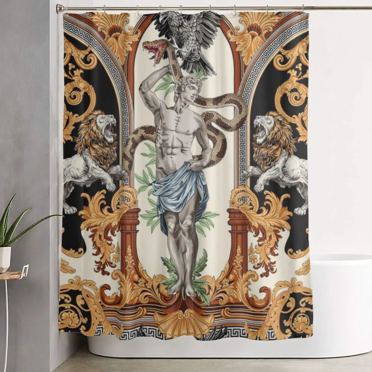 

Depiction Of Apollo Ancient Greek Mythology Shower Curtain Bathroom Polyester Waterproof Bath Curtains with Hooks