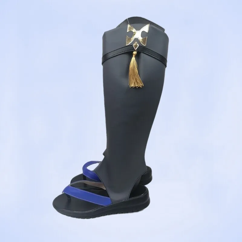 Anime Genshin Impact Wanderer‌‌ Cosplay Shoes Black Long PU Leather Boots For Halloween Carnival