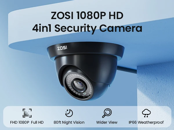 ZOSI 1080p Security Camera 80ft Night Vision AHD / TVI / CVI/CVBS Waterproof for Outdoor Video Surveillance Camera
