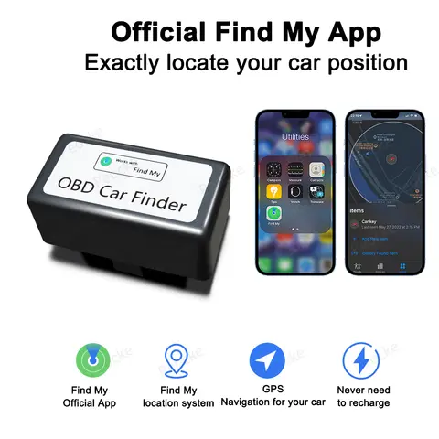 차량용 미니 GPS 추적기, 애플용 OBD2 로케이터, 내 ITag 찾기, OBD GPS 모니터 추적기, 차량 분실 방지 무료 앱