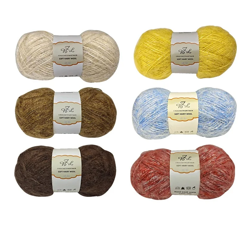 100g Hand Woven Yarn Alpaca Wool Mohair Long Yarn Ball Fancy Wool Blended Yarn Knitted  for Knitting Crochet Scarf Sweater