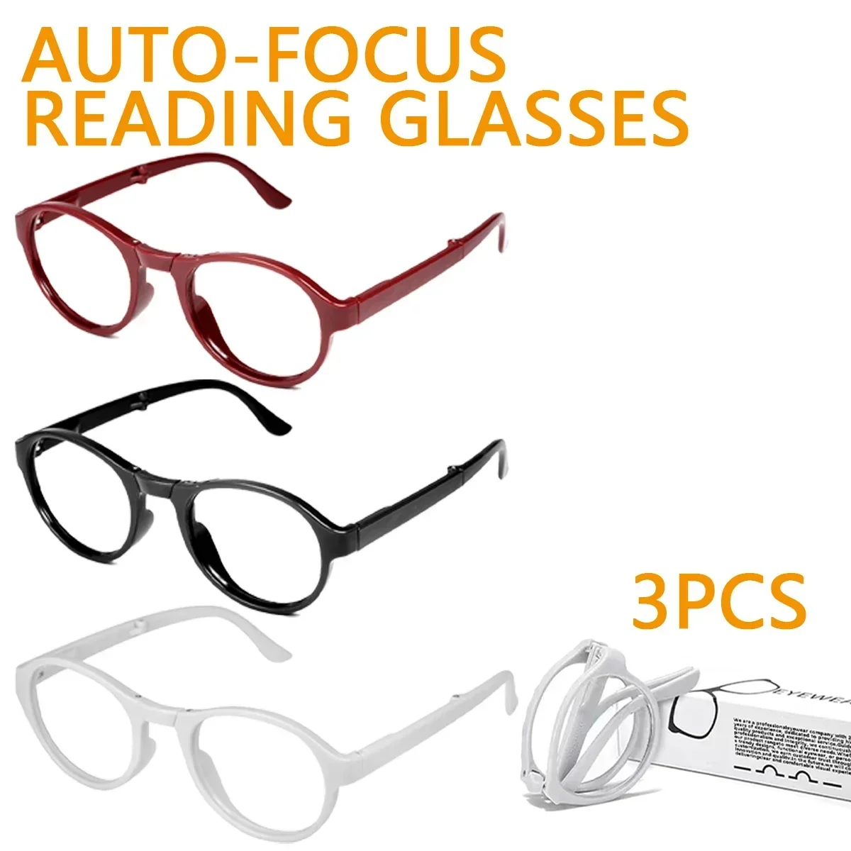 3pcs Auto-Focus Reading Glasses   Portable Reading Glasses   Presbyopia Glasses   Blue Light Blocking Folding Glasses