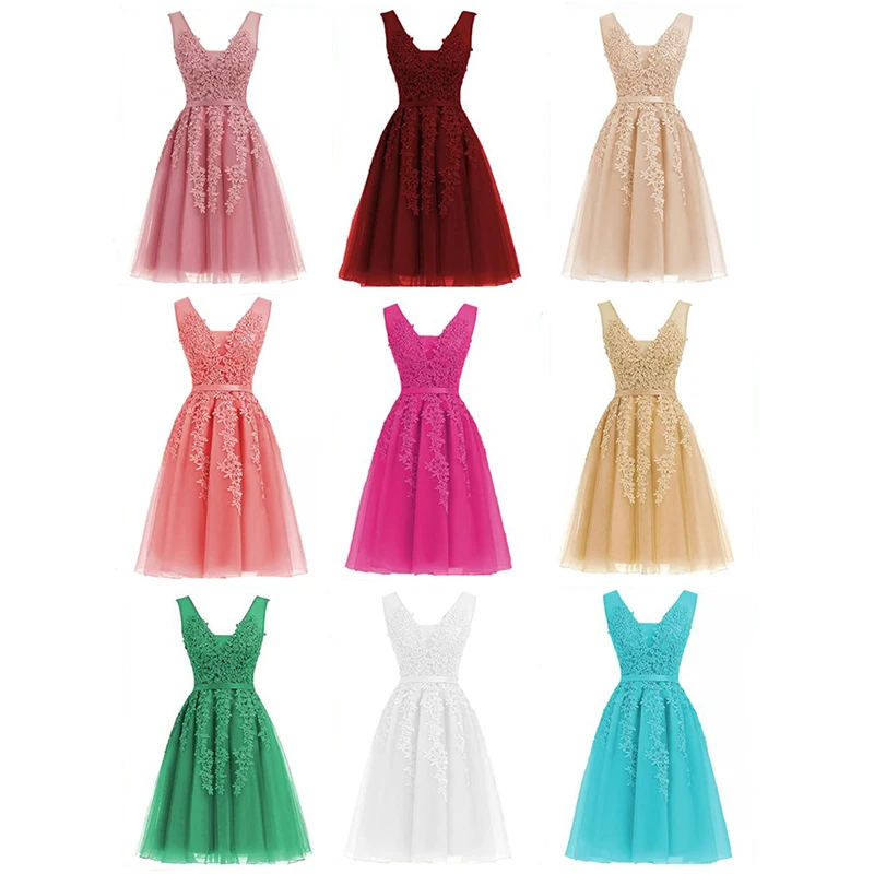 

GUXQD V-Neck Homecoming Dresses Princess Party Gowns Fashion Applique Beading Tulle Formal Cinderella Graduation Gowns