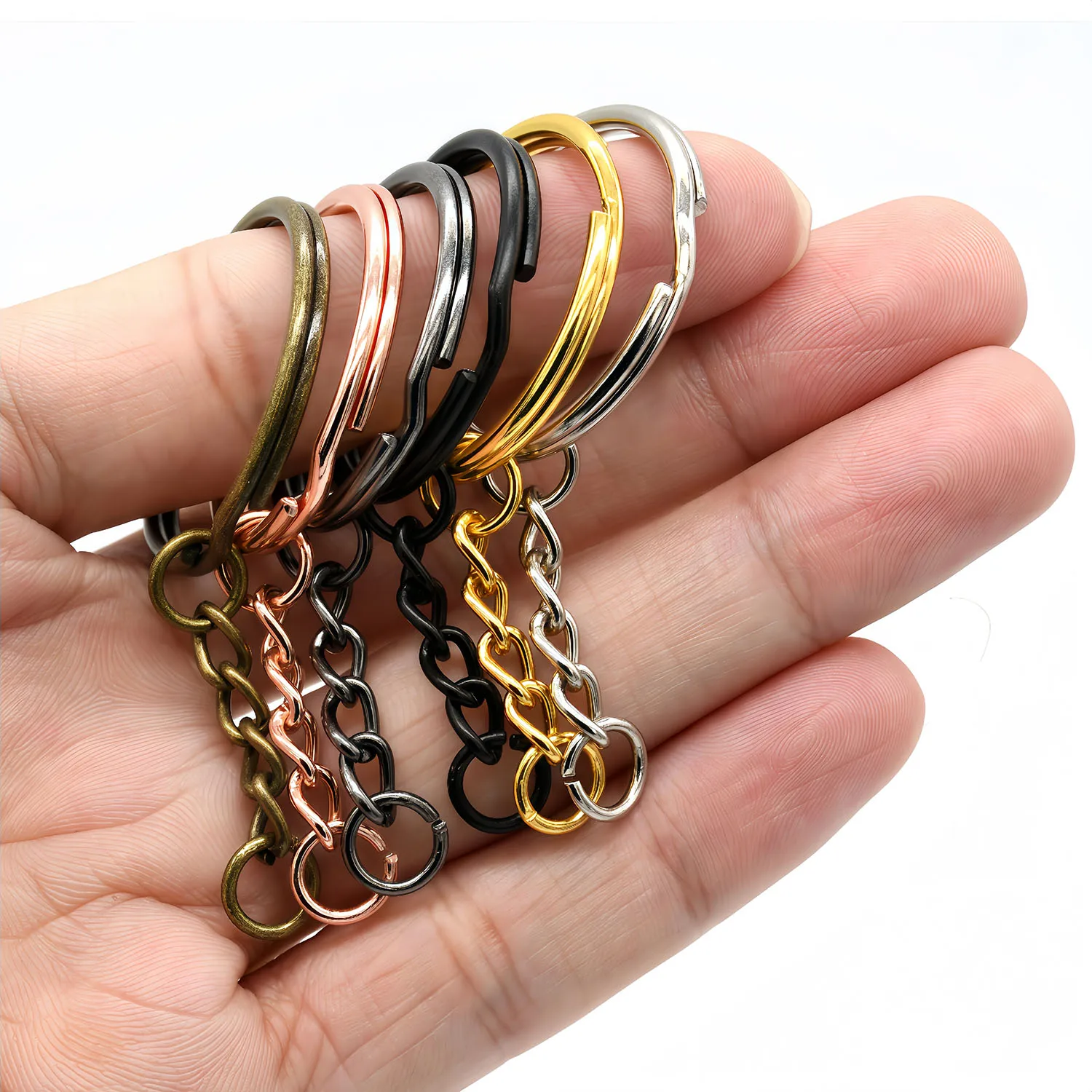 5Pcs Key Ring Key Chain Round Split Keyfob Keyrings With Jump Ring for Keychain Pendants DIY Jewelry Making Accessories