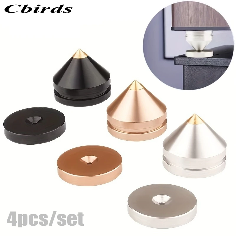 4pcs/set HiFi Speaker Stand Foot Pad High Quality Shock Absorption Screw Aluminum Alloy Speaker Metal Foot Pad Hifi