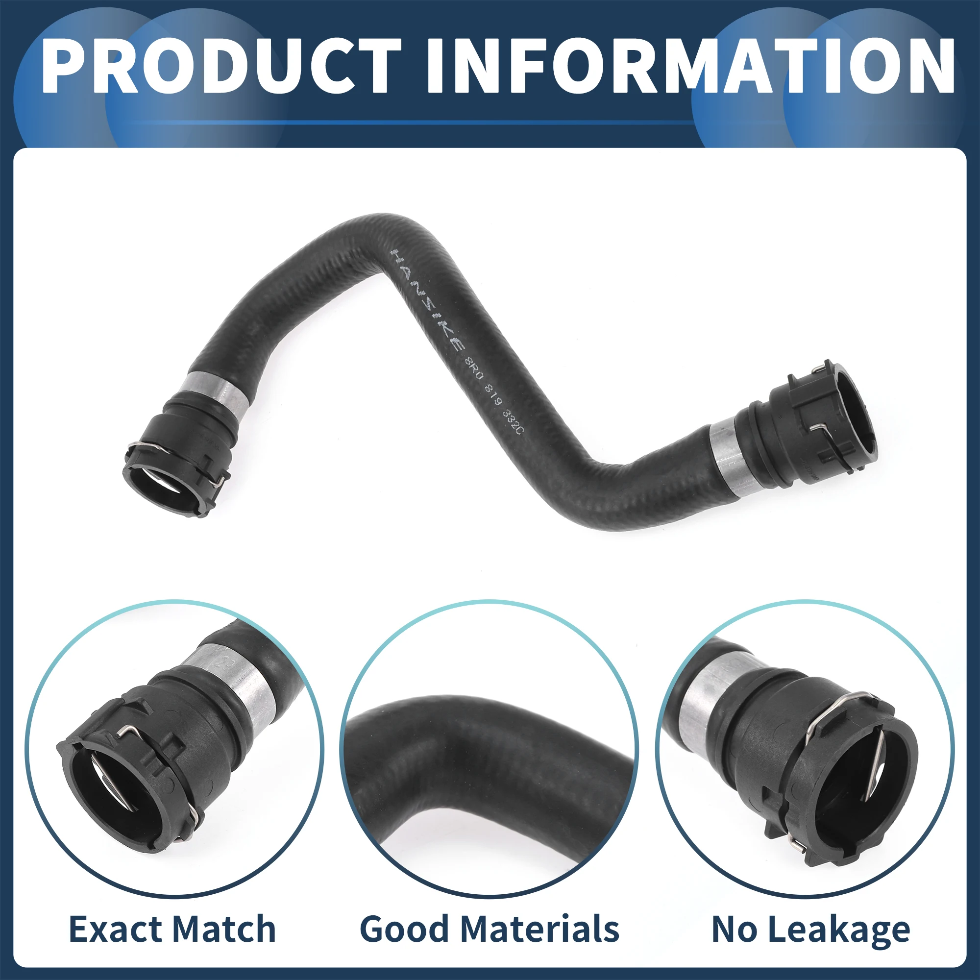 X خرطوم المبرد Autohaux لأودي Q5 2.0L 2013-2017 رقم 8R 0819332 سي أسود 1 قطعة