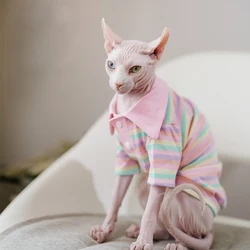 Summer Cotton Pet Cat Clothes for Cats Gotas Mascotas Clothing Sweet Stripe Puppy Sphynx Cat Katten Vest Shirt ubranie dla kota