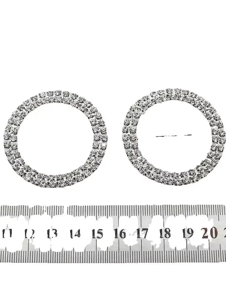 5 sztuk/lor 50MM podwójny kryształ górski okrągłe metalowe klamry z płaskim tyłem do butów damski pasek dziewczyna ubrania akcesoria Craft wstążka