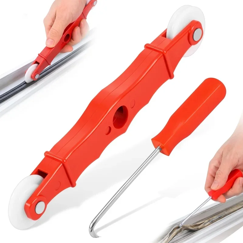 2Pcs Window Screen Roller Tool Set with Bearing, Rolling Tool & Spline Hook Mesh Pressing Wheel, Screen Mesh Repair Kit