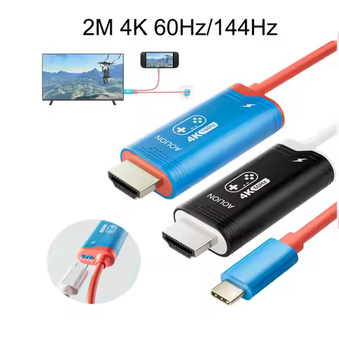 4K 60/144HZ HDMI-Compatible for Switch 2 Universal Type C To HDMI-Compatible Adapter for Switch/Switch OLED/Steam Deck