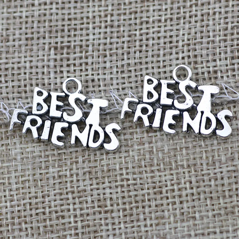 10pcs/Lot 15x24mm Antique Silver Color Letter Best Friends Charms Pendant For Jewelry Making DIY Jewelry Findings