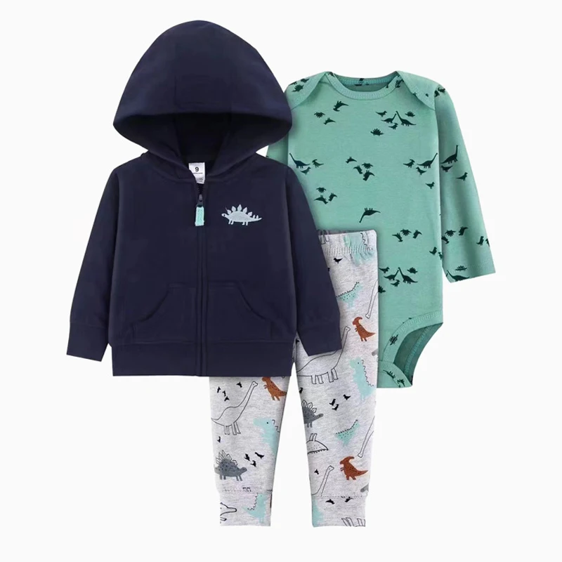 IYEAL Baby Boy Clothes Sets Newborn Baby Girls Clothing Casual Cartoon Hooded Jacket + Trousers + Bodysuits 3pcs Toddler Outfits