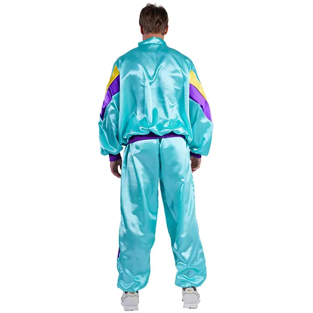 Retro 80S 70S Disco Dance Cosplay Men Fantasy Costume Hip-Hop Tracksuit Male Casual Jacket Pants Sportwear Outfit Halloween Suit