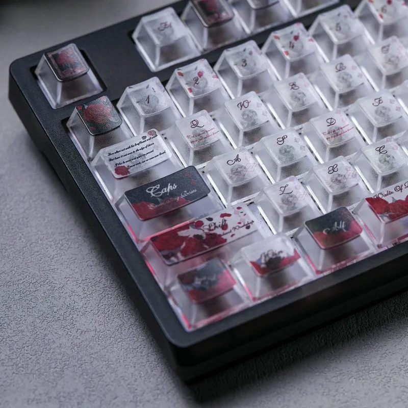 Red and Black Keycaps Original PC Transparent Mist U V Customized Black and Red Original Adaptation Mechanical Keyboard 60-108