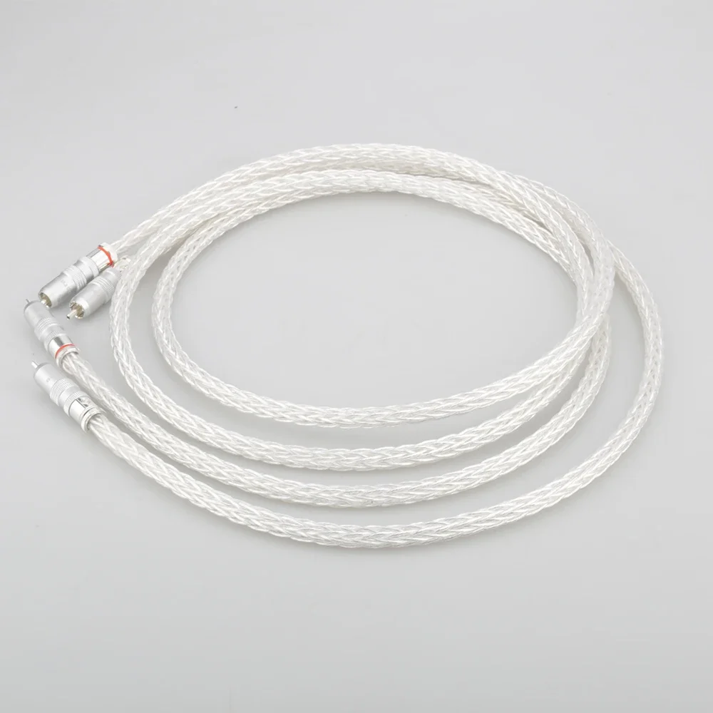 Audiocrast OCC plateado 8AG RCA Cable analógico interconexión Cable de extensión de audio y vídeo con enchufe plateado