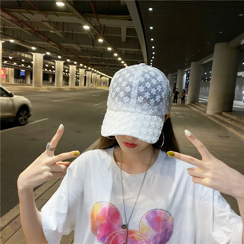 Summer Women Lace Hat Baseball Cap Breathable Mesh Snapback Hat Hip Hop Fashion Female Caps Adjustable