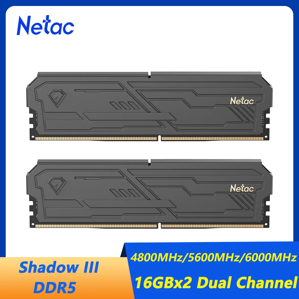 Netac DDR5 Memory Ram Shadow III 16Gx2 Dual Channel 4800MHz 5600MHz 6000MHz Gaming Memory Intel XMP3.0 & AMD EXPO for Desktop PC