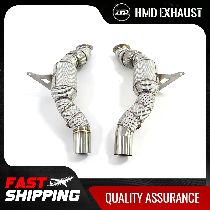 HMD Exhaust System High Flow Performance Downpipe for Ferrari 488 Pista Spider GTB V8 3.9T With Heat Shield