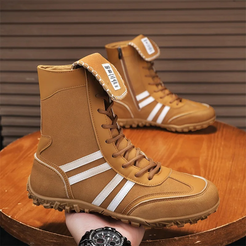 รองเท้ากีฬาลำลองสำหรับผู้ชาย รองเท้าบูทหุ้มข้อลำลองสำหรับผู้ชายที่ทันสมัยและสะดวกสบายสำหรับกิจกรรมกลางแจ้ง รองเท้าทำงาน