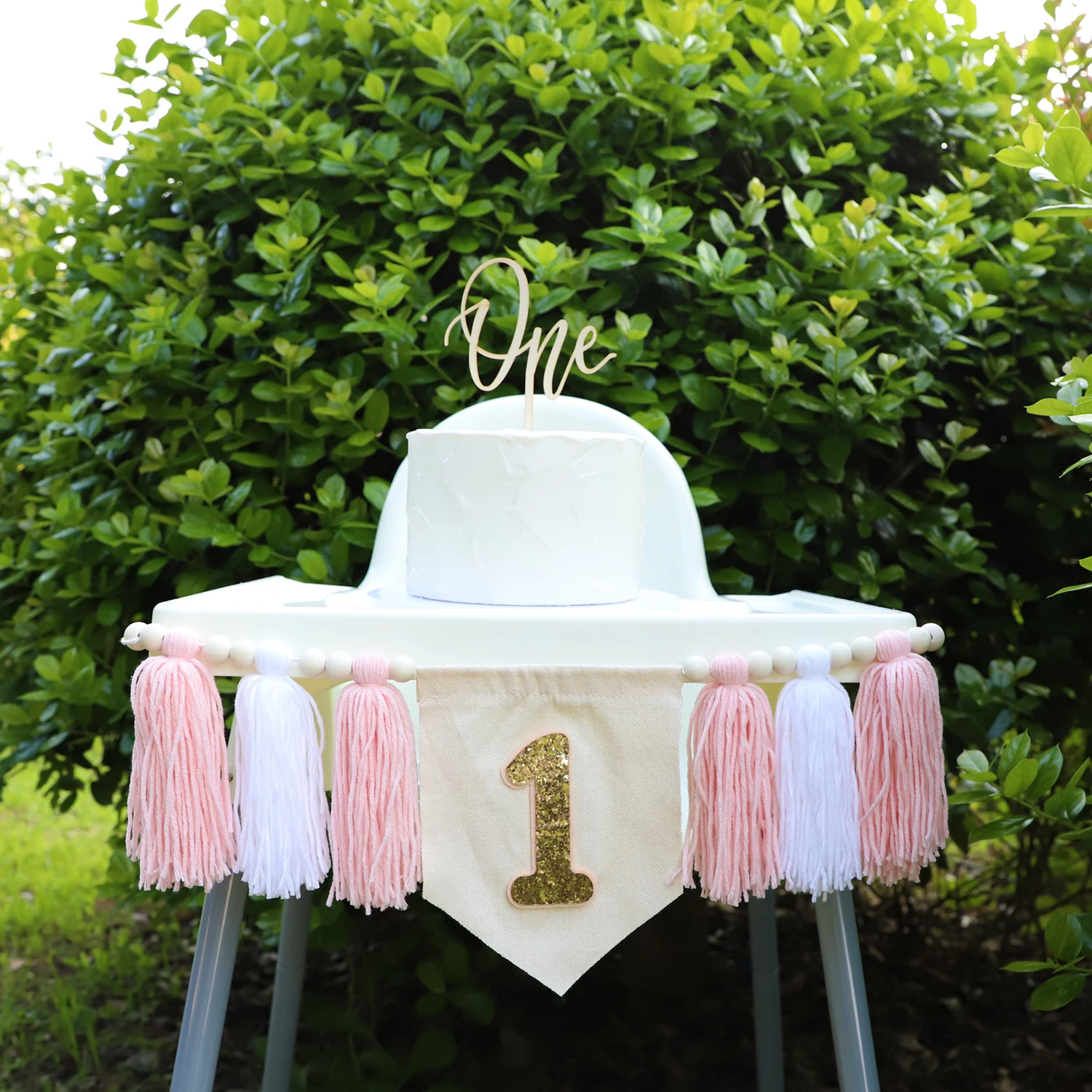 1szt 1st Birthday High Chair Banner Handmade Boho Yarn Tassel Banner First Birthday Party Decoration Supplies dla dziewczynek i chłopców