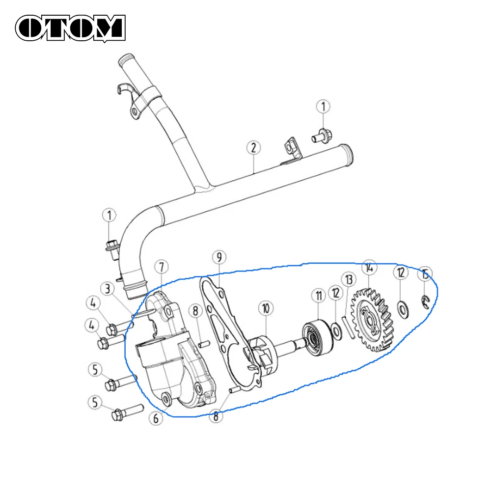OTOM Motocross Motorcycle Water Pump Mechanism Assembly Engine Cooling Gear Impeller Oil Seal Cover Kits For YAMAHA DT230 MT250