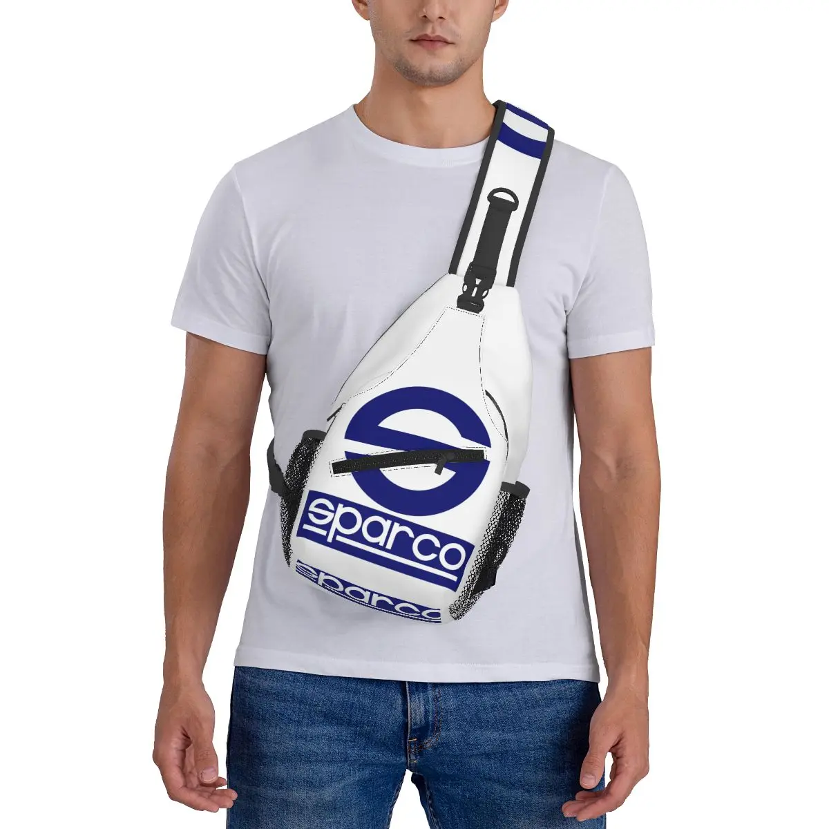 Sparco-logo Car Racing Club mochila Vintage Sling Bag, bolso de pecho de viaje de senderismo, mochila cruzada de día para hombres, bolso de hombro