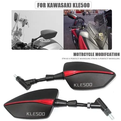 LOGO KLE500 Universal Motorcycle Rearview Mirror Scooter Rearview Mirrors Back Side Mirror 8mm 10mm For kawasaki KLE500 KLE 500