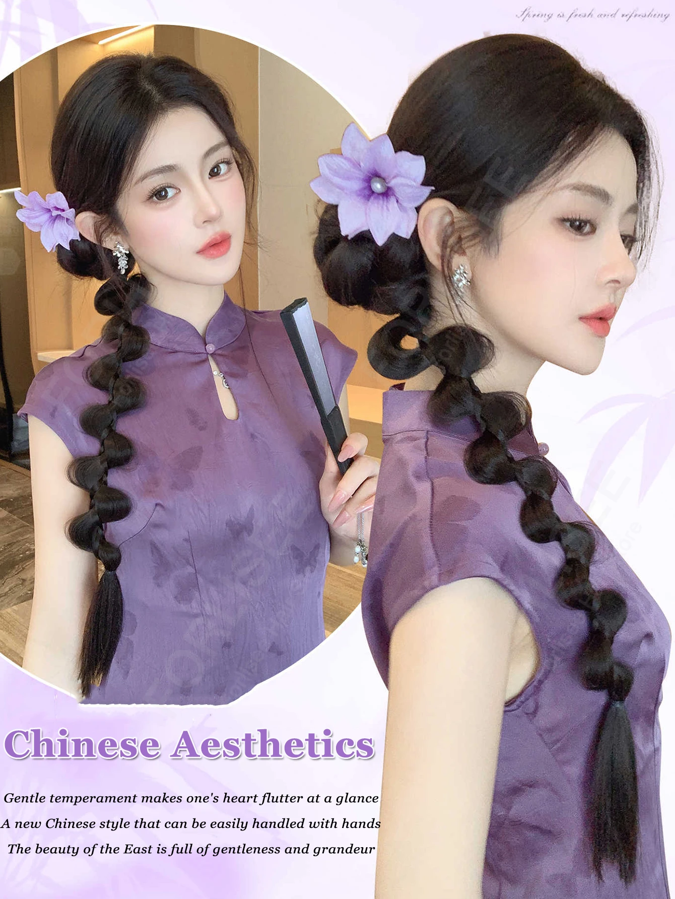 1/2 قطعة الشعر التمديد مضفر ذيل حصان موضة طويلة تويست مضفر ذيل حصان الاصطناعية تمديد إكسسوارات الشعر الهيب هوب Y2K فتاة